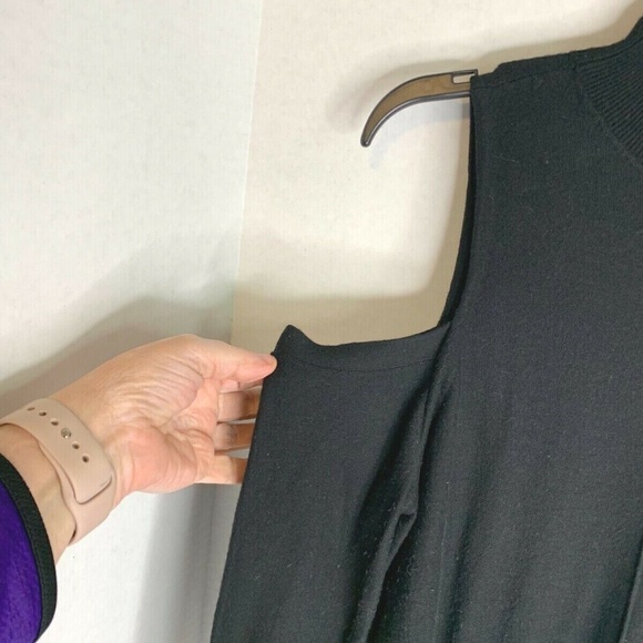 Trouve Womens Sz M Long Sleeve Black Sweater Cashmere Blend Turtleneck 18 in Che - Picture 2 of 5